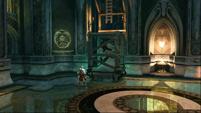 Then grab a bust from the right side of the chamber and drag it under the ladder nearby an entrance - Soul of Hades - Chapter 11: Delphi Catacombs - God of War: Ascension - Game Guide and Walkthrough