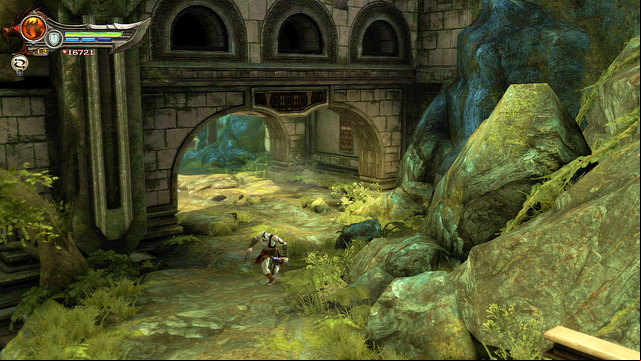 A further later, jump down and go toward the screen to find blue and green chest - Walkthrough - Chapter 13: age to Delphi - God of War: Ascension - Game Guide and Walkthrough