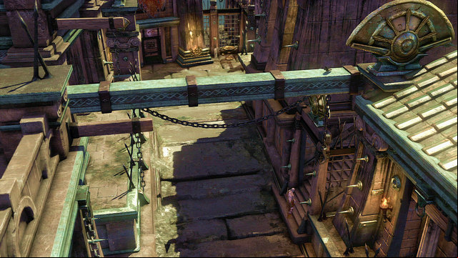 Go into a created way and keep near the right wall - Walkthrough - Chapter 16: Prison of the Damned (pt. 2) - God of War: Ascension - Game Guide and Walkthrough