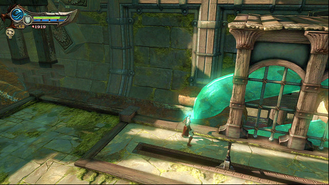 Jump down and pull the lever left - Inside of the statue - Chapter 18: Delos Landing - God of War: Ascension - Game Guide and Walkthrough