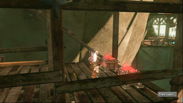 When you land, go right to find a ladder and enter the upper level - Walkthrough - Chapter 22: The Ribs of Apollo - God of War: Ascension - Game Guide and Walkthrough