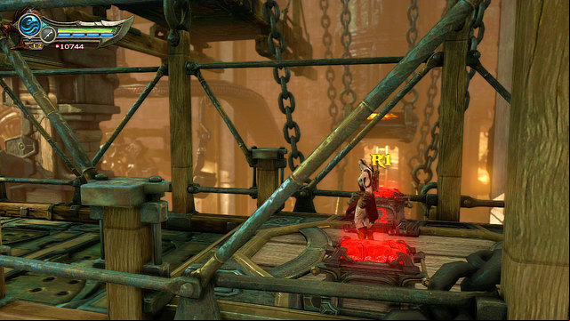 Go right and open red chests - Onto the Furnaces Top - Chapter 23: The Furnace - God of War: Ascension - Game Guide and Walkthrough
