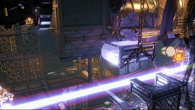 Run quickly to the lowest level, go left and jump over the lever using a hatch - Walkthrough - Chapter 26: Eyes of Apollo - God of War: Ascension - Game Guide and Walkthrough