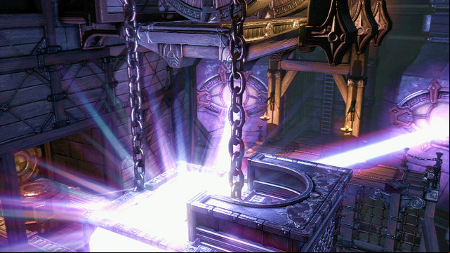 When clone falls, the crystal falls also and stops onto the pulled out element - Walkthrough - Chapter 26: Eyes of Apollo - God of War: Ascension - Game Guide and Walkthrough