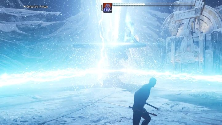 When the boss loses half of his health, he will move to the center and start the machine - Gotham Knights: Mr. Freeze chapter - walkthrough - Chapter 4 - Gotham Knights Guide, Walkthrough