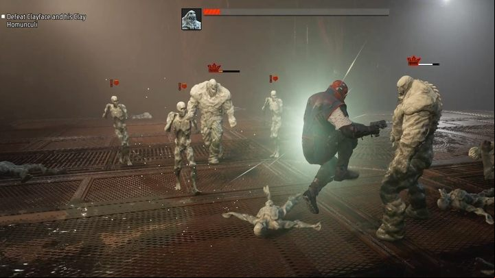 The boss will not fight you alone - you fight three versions of him simultaneously, and the damage dealt to each of them reduces the health bar - Gotham Knights: Clayface chapter - walkthrough - Chapter 4 - Gotham Knights Guide, Walkthrough