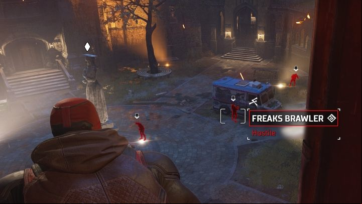 During combat, you can activate Augmented Reality to receive information regarding faced opponents - Gotham Knights: Kirk Langstrom - walkthrough - Chpater 1 - Gotham Knights Guide, Walkthrough