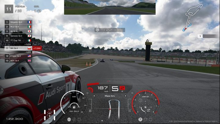 HUD seems overloaded, but offers a lot of useful information, such as the presence of a car next to us in the form of red circles. The more circles, the closer the opponent is. - Keep an eye on the HUD in Gran Turismo Sport - Races - Practical advice - Gran Turismo Sport Game Guide