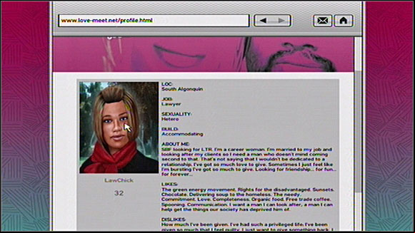 You meet her through dating service love-meet, where she's under the nickname LawChick - Dates - Side-missions - Grand Theft Auto IV - Game Guide and Walkthrough