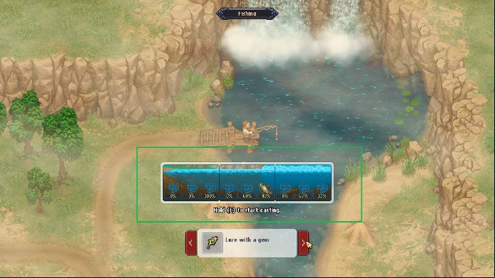 After casting the fishing rod you can choose the lure - Fishing in Graveyard Keeper - Beginning and development - Graveyard Keeper Game Guide