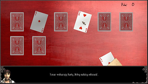 Firstly, Sam points out the card which will stay on the table till the end (whichever one, it will automatically appear at the bottom of the screen) - Chapter 4 - p. 2 - Walkthrough - Gray Matter - Game Guide and Walkthrough