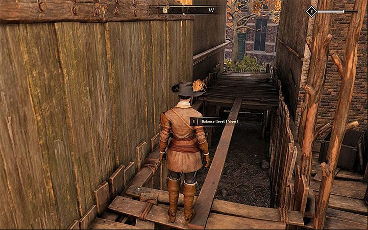 Some places can be reached by walking on narrow beams that require balancing - an example of such an object is presented in the picture above - GreedFall: Inaccessible places - how to reach? - FAQ - GreedFall Guide