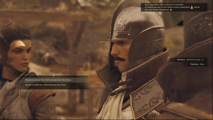 Take the tablets to camp - you will get +2 reputation with Theleme - GreedFall: Saint and Wild - walkthrough - The Origins of Theleme - GreedFall Guide