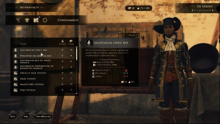 In order to create potions in the game you have to acquire the Science talent - GreedFall: Combat - Basics - GreedFall Guide