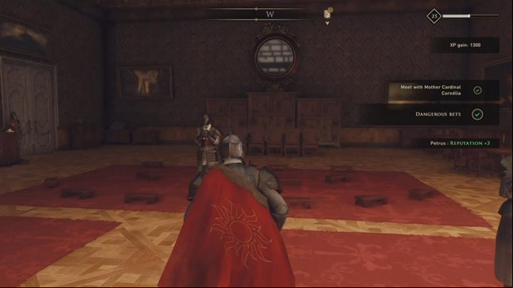 Now go to a meeting with Mother Cardinal and complete the mission - GreedFall: Dangerous bets - Petrus quest walkthrough - Petrus - GreedFall Guide