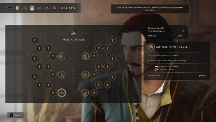 Then you must select the initial attribute for the hero - GreedFall: Character creation - Basics - GreedFall Guide