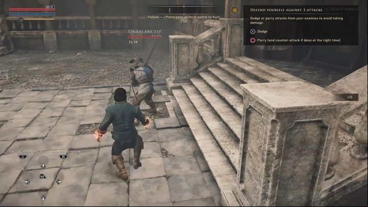 Follow the instructions of your com and you will reach Kurt who wants to test your combat skills - GreedFall: The Great Departure - walkthrough - A Cure for Malichor - GreedFall Guide