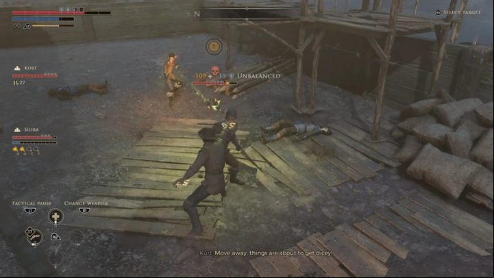After a while, youll have to fight with the character youre following - GreedFall: The Man With the Silver Coin - walkthrough - The Shadows of the Guard - GreedFall Guide
