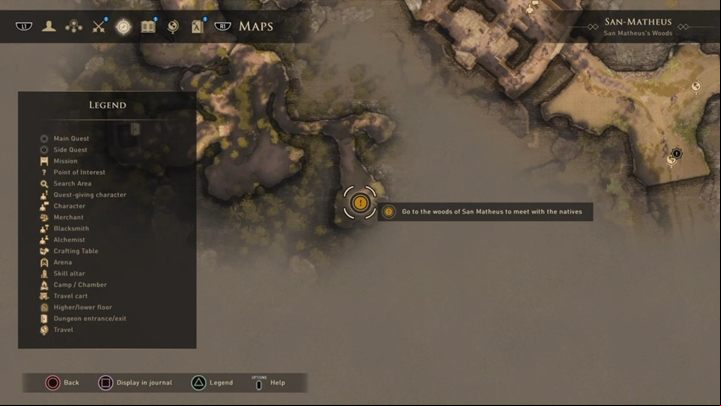 After accepting the assignment, go to have a conversation with the Natives who live in a forest near San Matheus - GreedFall: Inquisition - walkthrough - The Children of Teer Fradee - GreedFall Guide