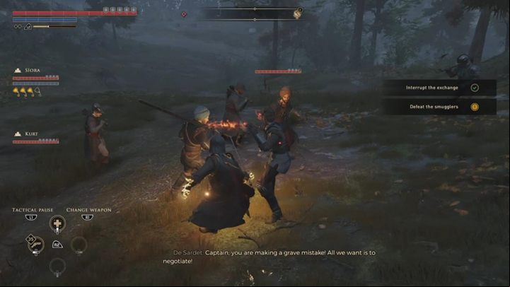 Youll have to defeat the smugglers and talk to the captain - GreedFall: Find Queen Bladnid - Siora quest walkthrough - Siora - GreedFall Guide