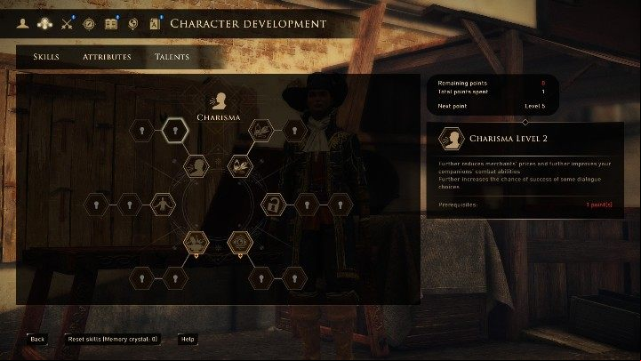 One of the talents that will make it easier for you to develop your character is charisma - GreedFall: Charismatic character of - character build - Character builds - GreedFall Guide