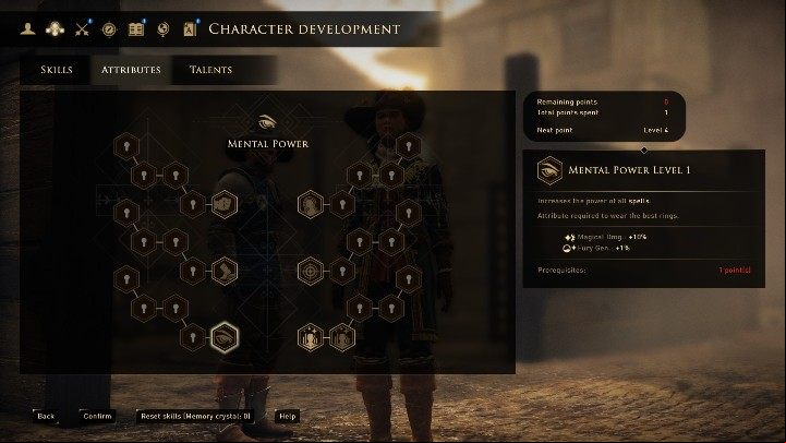 Mental Power will increase the power of all spells and faster regeneration of fury - GreedFall: Battle Mage - character build - Character builds - GreedFall Guide