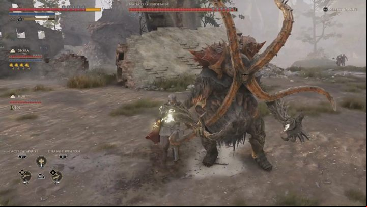 The area is patrolled by a monster - Nadaig Glendemen - GreedFall: Mystery of the Ancient Ruins - walkthrough - An Ancient Secret - GreedFall Guide