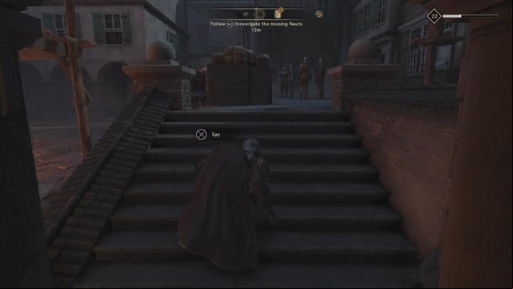 Go to the specified location and start eavesdropping on soldiers - GreedFall: The Princes Secret - walkthrough - An Ancient Secret - GreedFall Guide