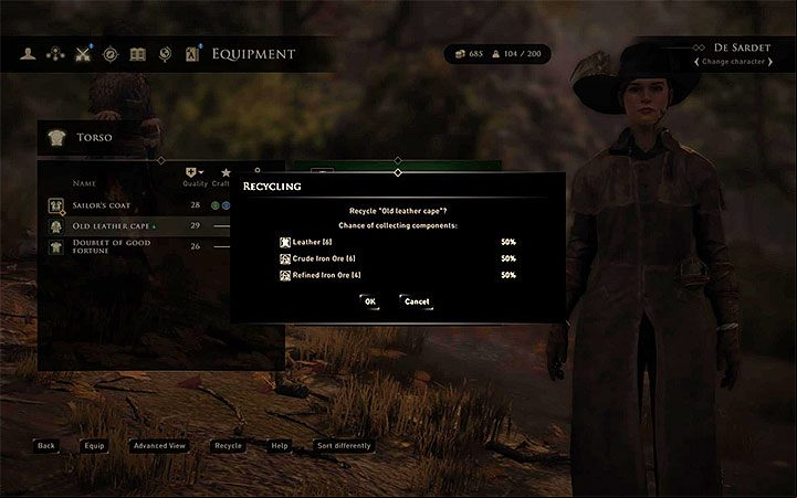 Alternative way of getting rid of items is to disassemble them into parts - GreedFall: Inventory capacity - how to deal with limits? - FAQ - GreedFall Guide
