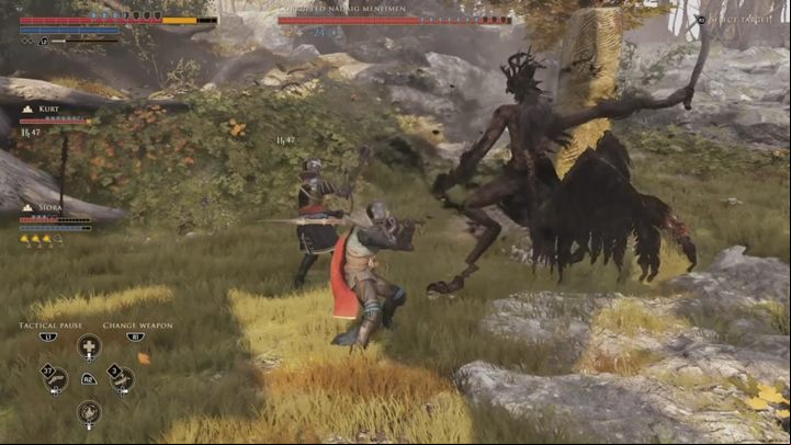 Now go to Cwenvar, and you will come across a corrupted Nadaig Mneimen in the specified location - GreedFall: The attack on San Matheus - walkthrough - A New Threat - GreedFall Guide