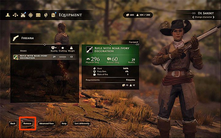 The game allows you to remove only some items of equipment of the character - GreedFall: Inventory - why cant I remove an item? - FAQ - GreedFall Guide