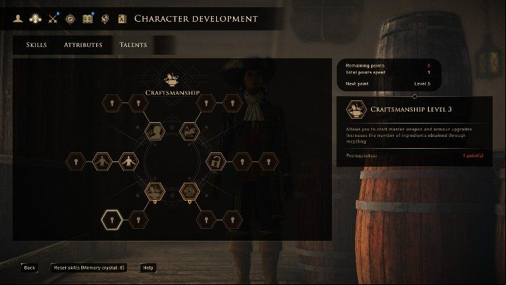 Allows you to develop weapons and armor - GreedFall: Talents - Basics - GreedFall Guide