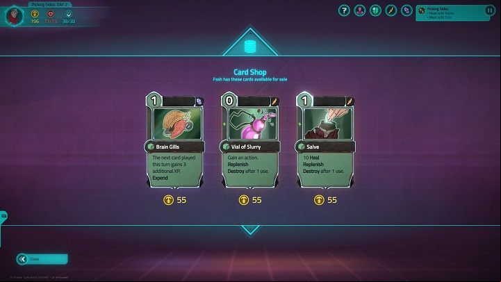 In this case, good relations with the merchants reduced the price of cards by 25%, but they are still far too expensive. The exception is the first card, which will not be destroyed after use. - 10 Key Starting Tips to Griftlands - Gameplay - Griftlands Guide