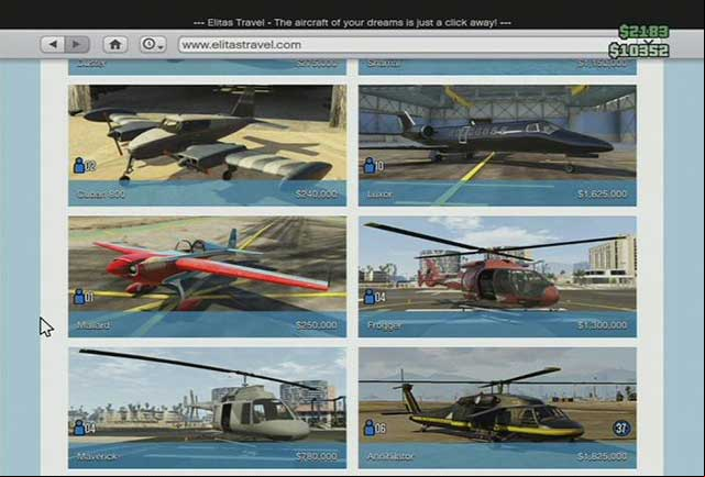 An aircraft store - GTA Online: Online shops - Jobs - GTA Online Guide