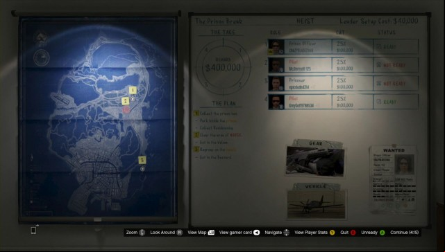 The heist arrangement screen, where you assign tasks and each share - GTA Online Heists: General information - Heists (DLC) - GTA Online Guide