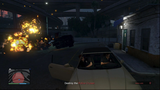 Blow up the police car and escape on the getaway car - GTA Online Heists: Heist 2, Prison Break - Heists (DLC) - GTA Online Guide