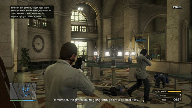 Watch the civilians, if they get too brave, they start the alarm - GTA Online Heists: Heist 5, Pacific Standard - Heists (DLC) - GTA Online Guide