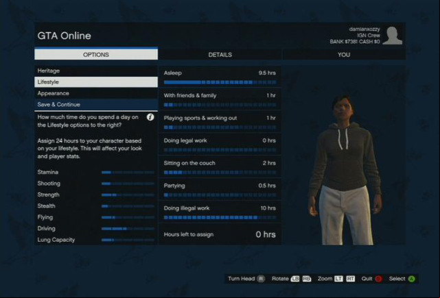 This is how you set the statistics - GTA Online: Character creation - Character creation guide - GTA Online Guide
