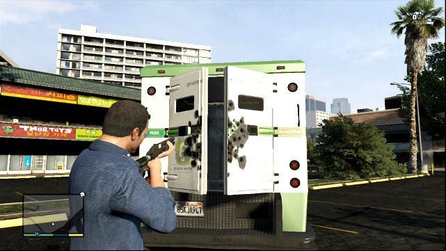 Fire at the lock to open the van - GTA 5: How to make money quickly? The fastest way to get cash - Basics - GTA 5 Guide