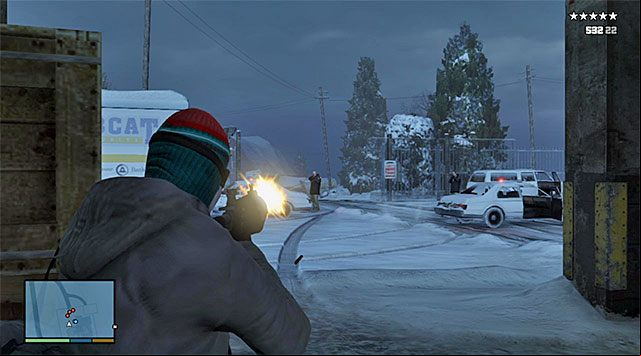 The shootout on the yard in front of the bank - GTA 5: Prologue walkthrough - Main missions - GTA 5 Guide