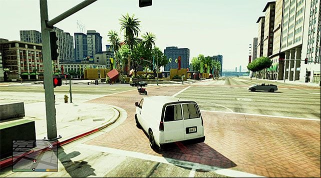 Once a new cutscene ends, return quickly to the van and start your chase behind the gangster escaping on a bike - GTA 5: Chop walkthrough - Main missions - GTA 5 Guide
