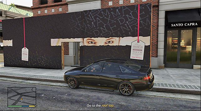The next step is to take a better look on the ventilation system and to do so, you need to make it onto the rooftop - GTA 5: Casing the Jewel Store walkthrough - Main missions - GTA 5 Guide