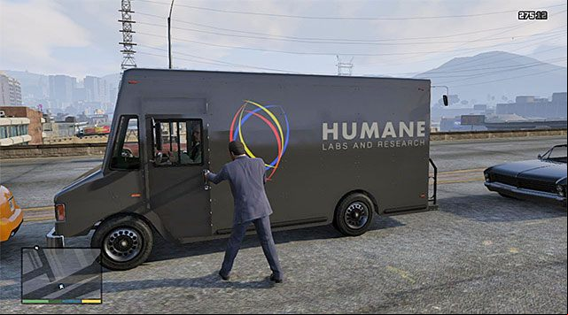 Cross the vans way and toss the driver out onto the street - GTA 5: BZ Gas Grenades walkthrough - Main missions - GTA 5 Guide