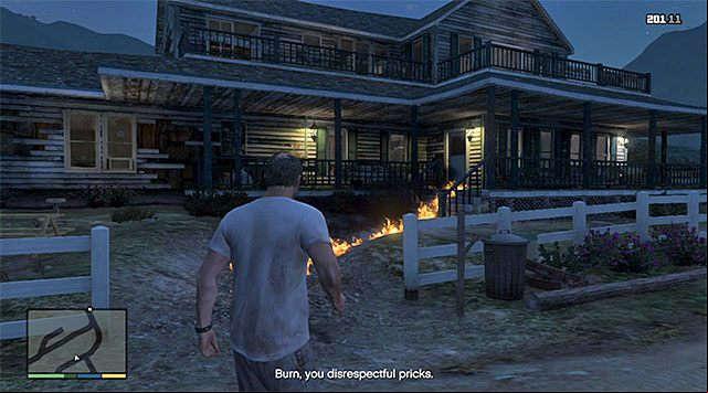 Firing at the gas traces causes a fire - GTA 5: Crystal Maze walkthrough - Main missions - GTA 5 Guide