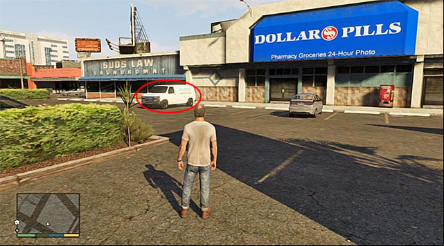 The plan assumes that you steal the van with the Deludamol pills but, the game will not point you to the specific vehicle and require you to find one of such vehicles on your own - GTA 5: Mrs. Richards - Strangers and Freaks missions - GTA 5 Guide