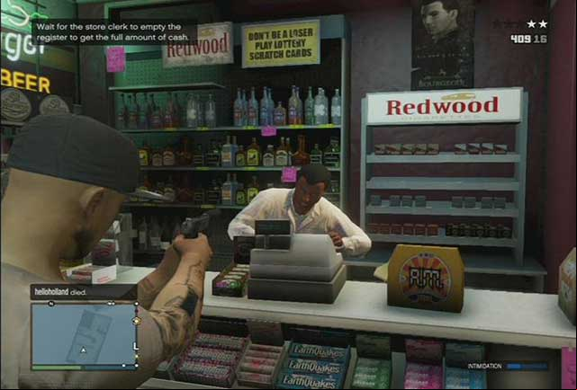 You need to keep a bead on the shop assistant, so he gave you all the money - GTA Online: Money - Basics - GTA 5 Guide