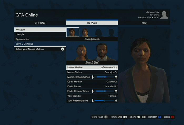 Choose the looks of your parents and grandparents - GTA Online: Character creation - Basics - GTA 5 Guide