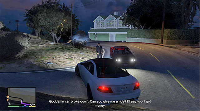 The person standing next to the broken car - GTA 5: Hitchhiker - 1 - Random events - GTA 5 Guide