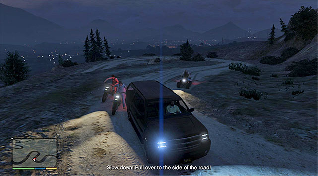 Keep slamming into the ATVs and the motorcycles, or conduct fire - GTA 5: Border patrol (1-3) - Random events - GTA 5 Guide