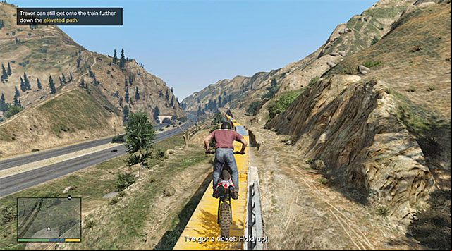 You will now need to perform a very risky maneuver, because you need to bounce off the ramp located at the very end of the elevation - GTA 5: Derailed walkthrough - Main missions - GTA 5 Guide